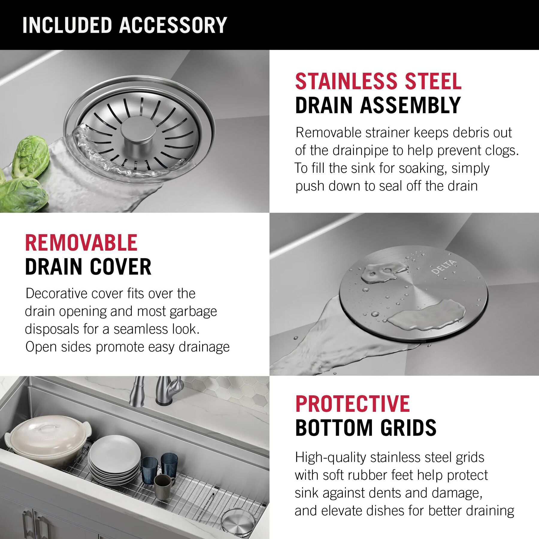 45&rdquo; Workstation Undermount Single Bowl 16 Gauge Stainless Steel Kitchen Sink with 2-Tier&nbsp;WorkFlow&trade; Ledge and Accessories